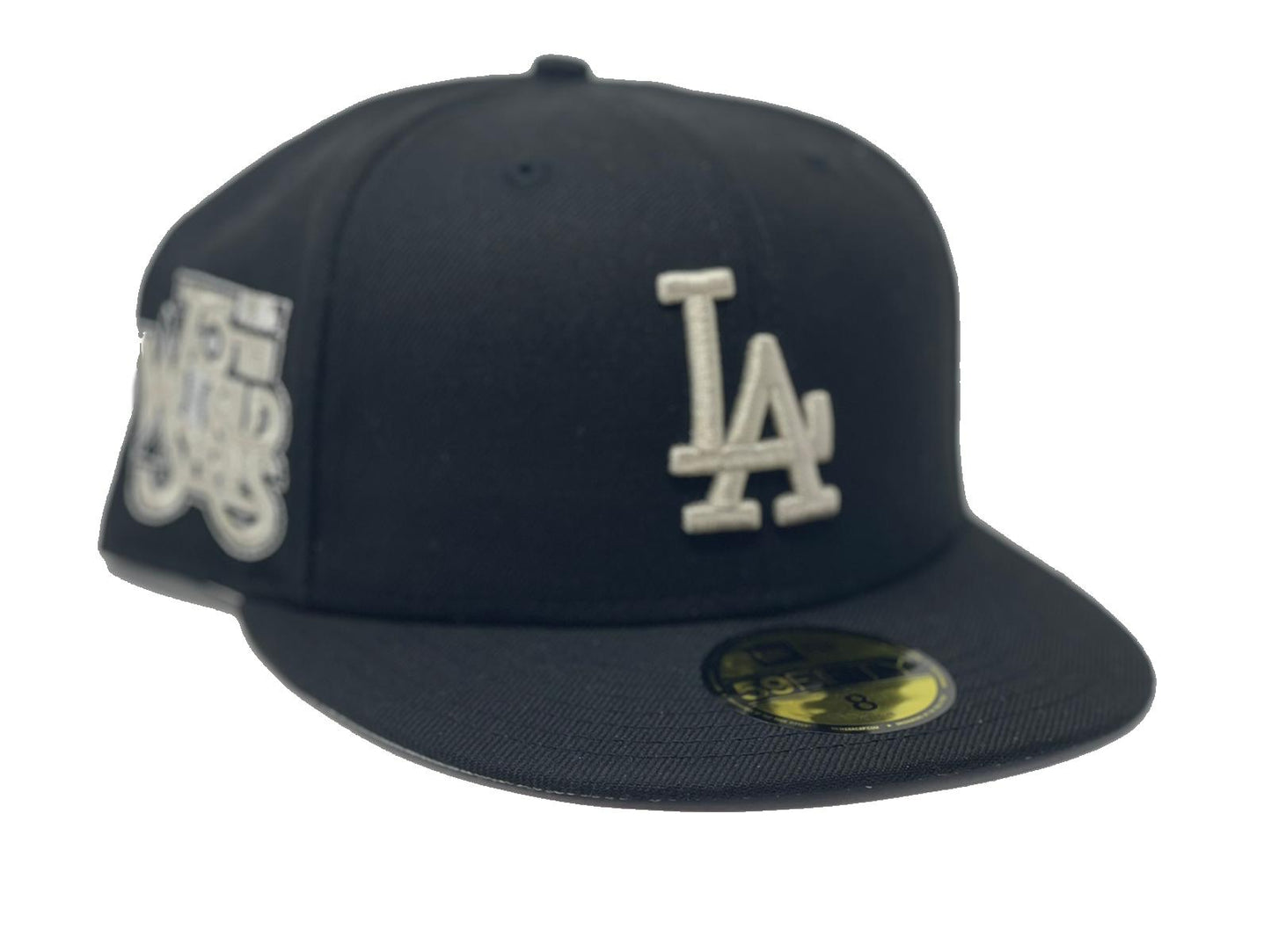 LOS ANGELES DODGERS 75TH WORLD SERIES BLACK METALLIC SILVER BRIM NEW ERA FITTED HAT