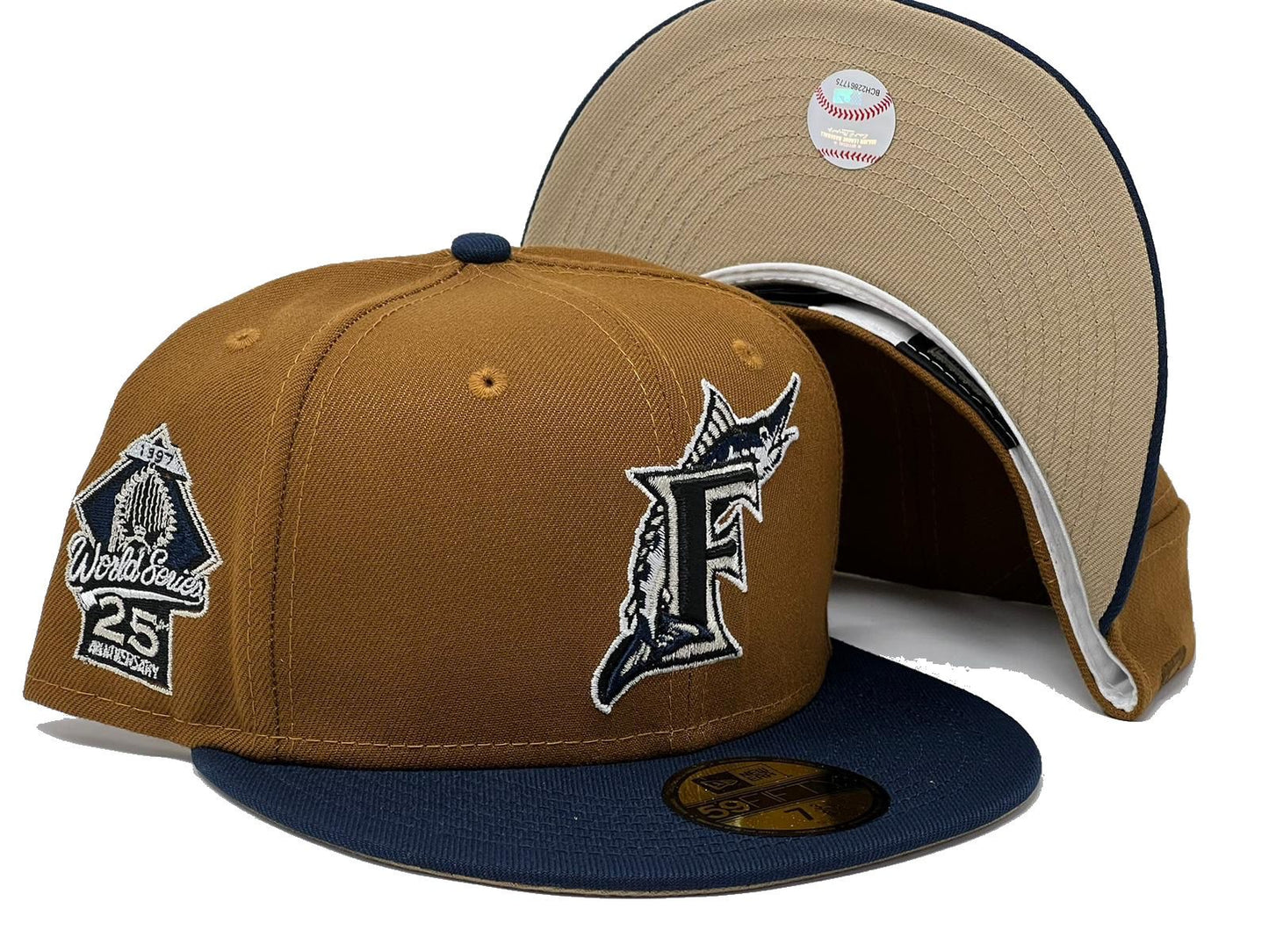 Florida Marlins 25th Anniversary  Camel Brim New Era Fitted Hat