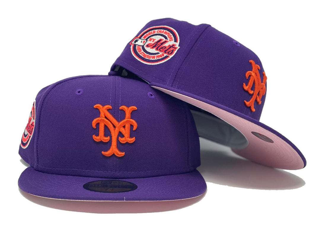 NEW YORK METS 1969 WORLD CHAMPIONS PURPLE PINK BRIM NEW ERA FITTED HAT