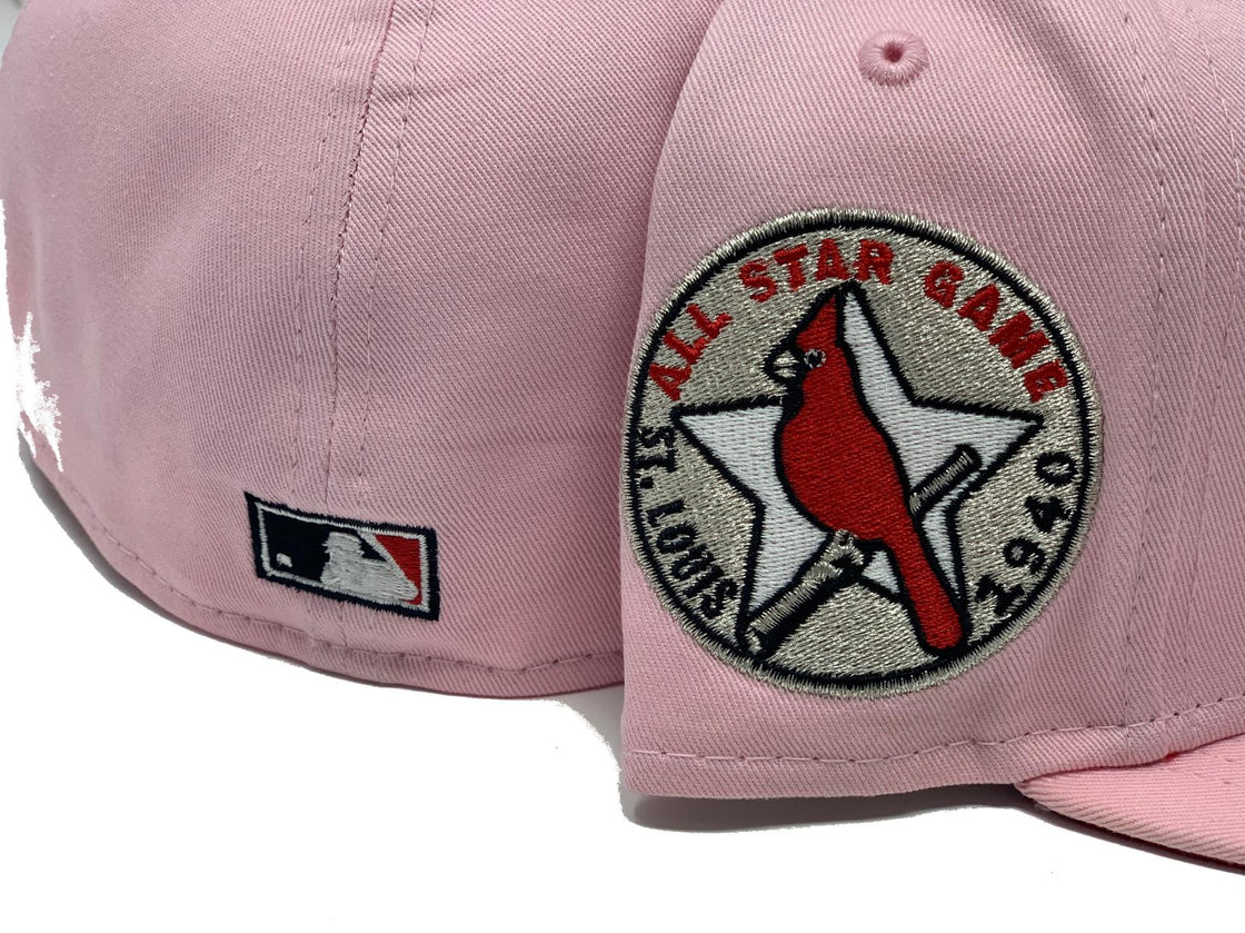 ST. LOUIS CARDINALS 1940 ALL STAR GAME LIGHT PINK RED BRIM NEW ERA FITTED HAT