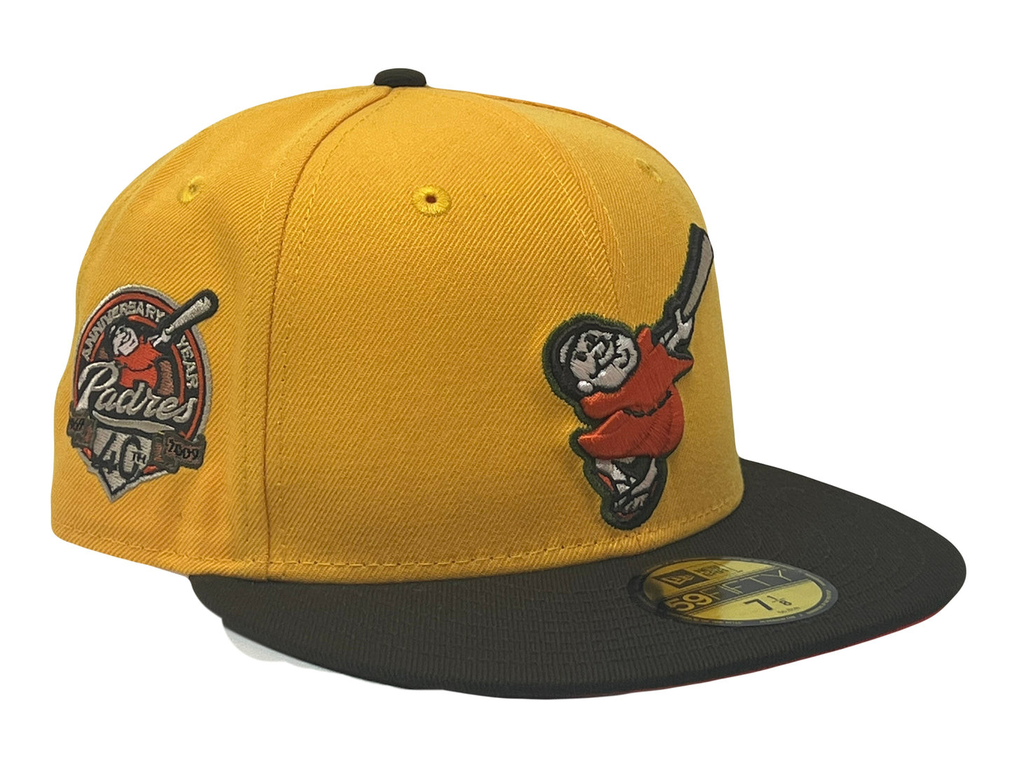SAN DIEGO PADRES 40TH ANIIVERSARY TAXI YELLOW BROWN VISOR ORANGE BRIM NEW ERA FITTED HAT