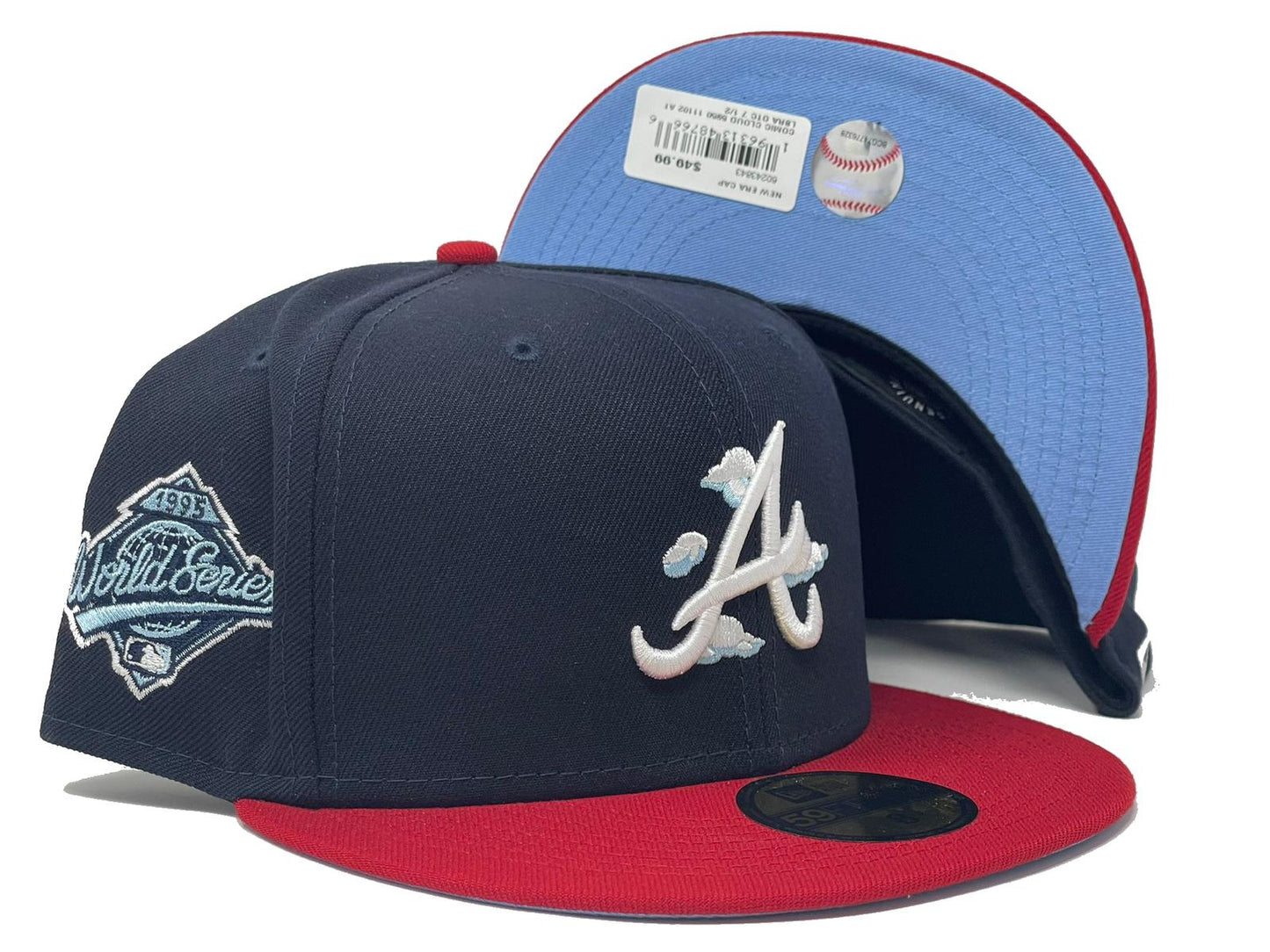 Atlanta Braves 1995 World Series Comic Cloud Pack Icy Brim New Era Fitted Hat