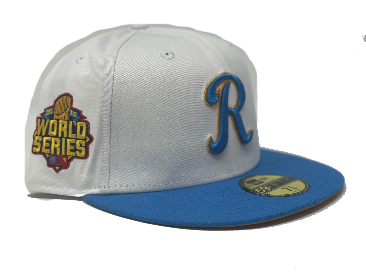 KANSAS CITY ROYALS 2015 WORLD SERIES "MLB * INTERNATIONAL SOCCER CROSSOVER " PACK LIGHT ORANGE BRIM NEW ERA FITTED HAT