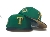 TEXAS RANGERS "NHL CROSS OVER" METALLIC GOLD BRIM NEW ERA FITTED HAT
