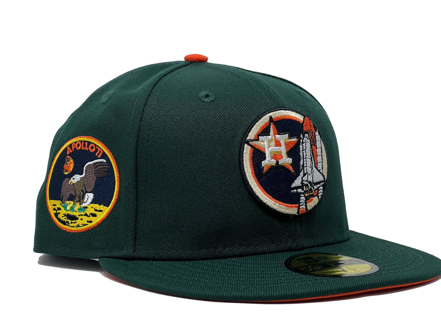 HOUSTON ASTROS APOLLO 11 DARK GREEN ORANGE BRIM NEW ERA FITTED HAT