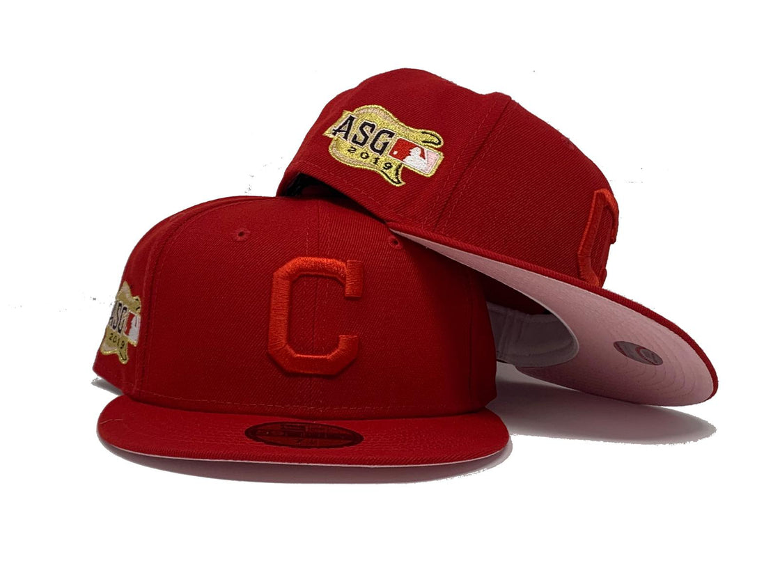 CLEVELAND  INDIANS 2019 ALL STAR GAME RED PINK BRIM NEW ERA FITTED HAT