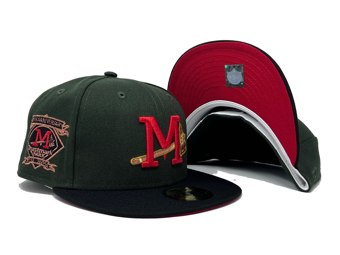 MISSISSIPPI BRAVES 10TH ANNIVERSARY RED BRIM MINOR LEAGUE BASEBALL NEW ERA FITTED HAT