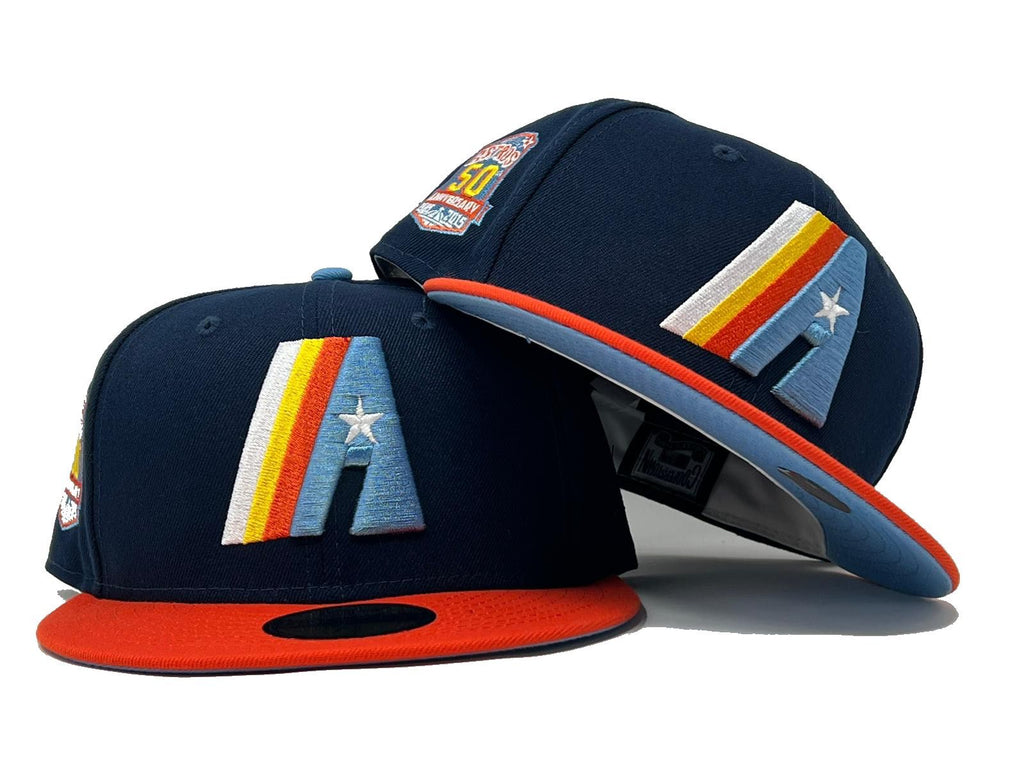 Houston Astros 50th Anniversary Navy Orange Icy Brim New Era Fitted Hat