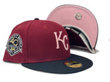 KANSAS CITY ROYALS 40TH ANNIVERSARY BURGUNDY CAP BLACK VISOR PINK BRIM NEW ERA FITTED HAT
