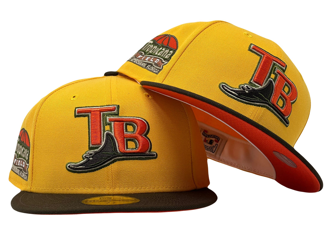 Tampa Bay Rays Tropicana Field Taxi Yellow Brown Visor Orange Brim New Era Fitted Hat