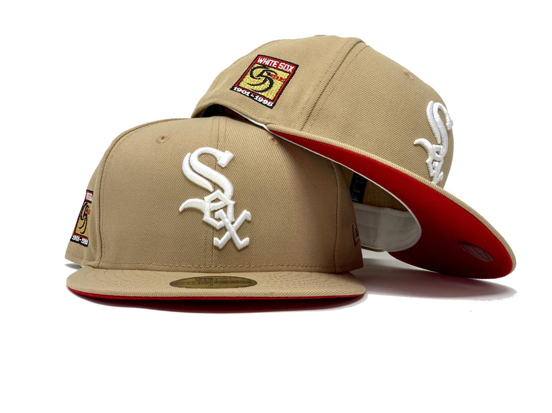 CHICAGO WHITE SOX 95TH ANNIVERSARY TAN RED BRIM NEW ERA FITTED HAT