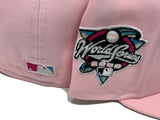 NEW YORK YANKEES 2000 WORLD SERIES LIGHT PINK ICY BRIM NEW ERA FITTED HAT