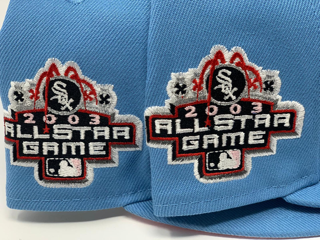 CHICAGO WHITE SOX 2003 ALL STAR GAME  SKY BLUE PINK BRIM NEW ERA FITTED HAT