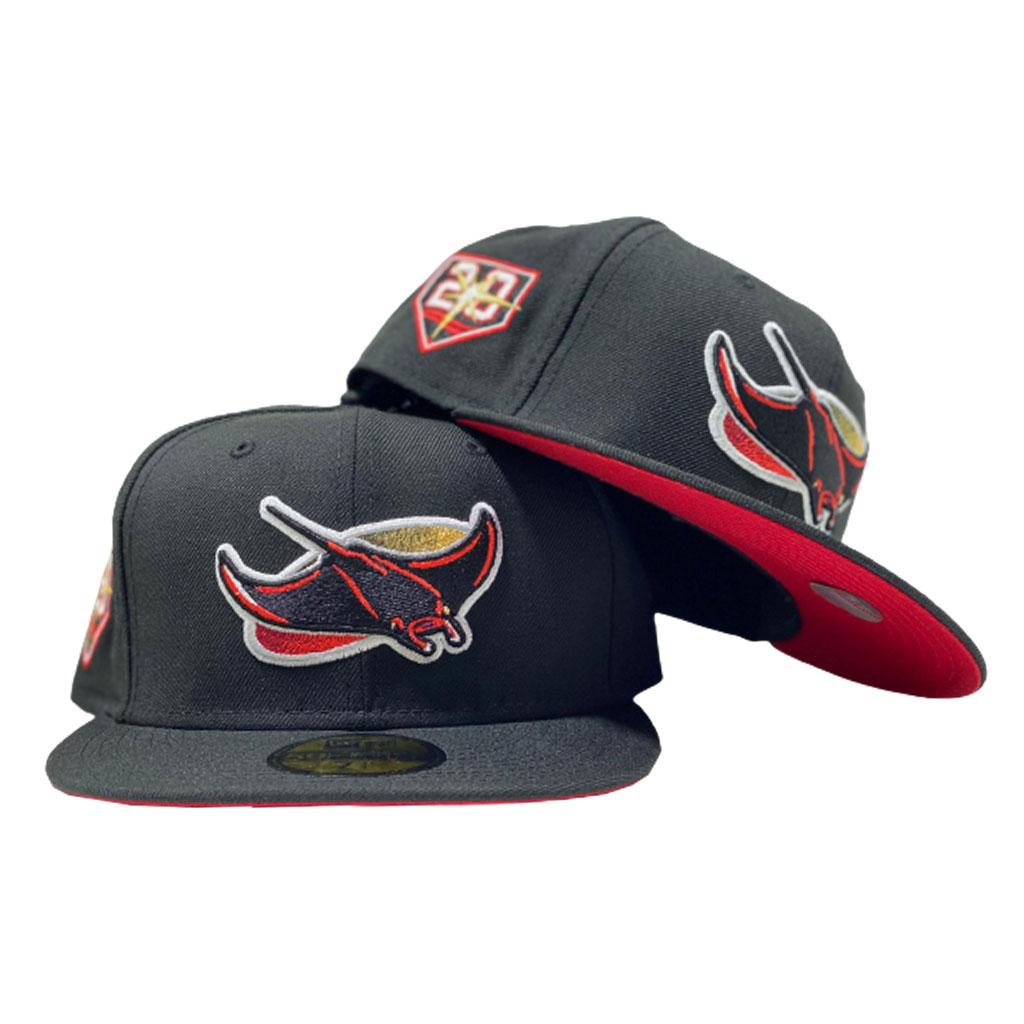 TAMPA BAY 20TH SEASON BLACK RED BRIM NEW ERA FITTED HAT