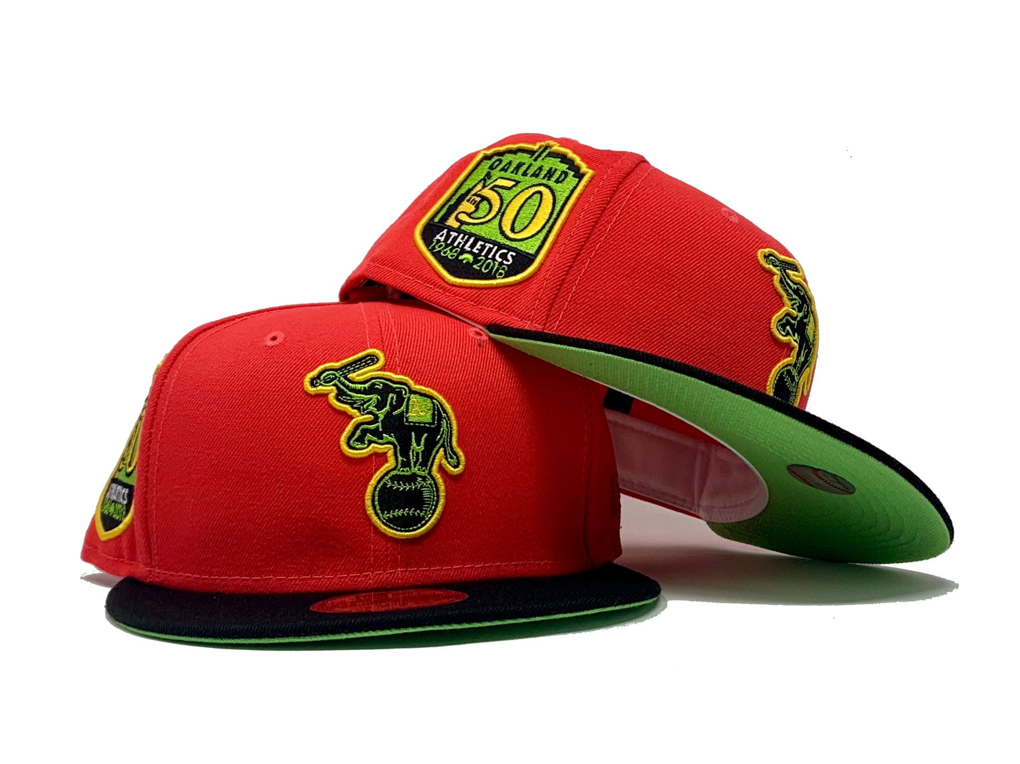 Men's New Era Green/Red Oakland Athletics 50th Anniversary Cyber Highlighter 59FIFTY Fitted Hat