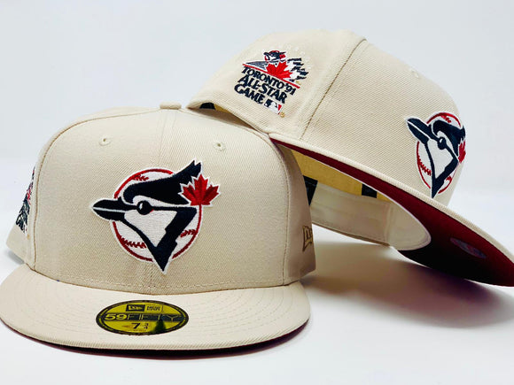 TORONTO BLUE JAYS 1991 ALL STAR GAME OFF WHITE MAROON BRIM NEW ERA FITTED HAT