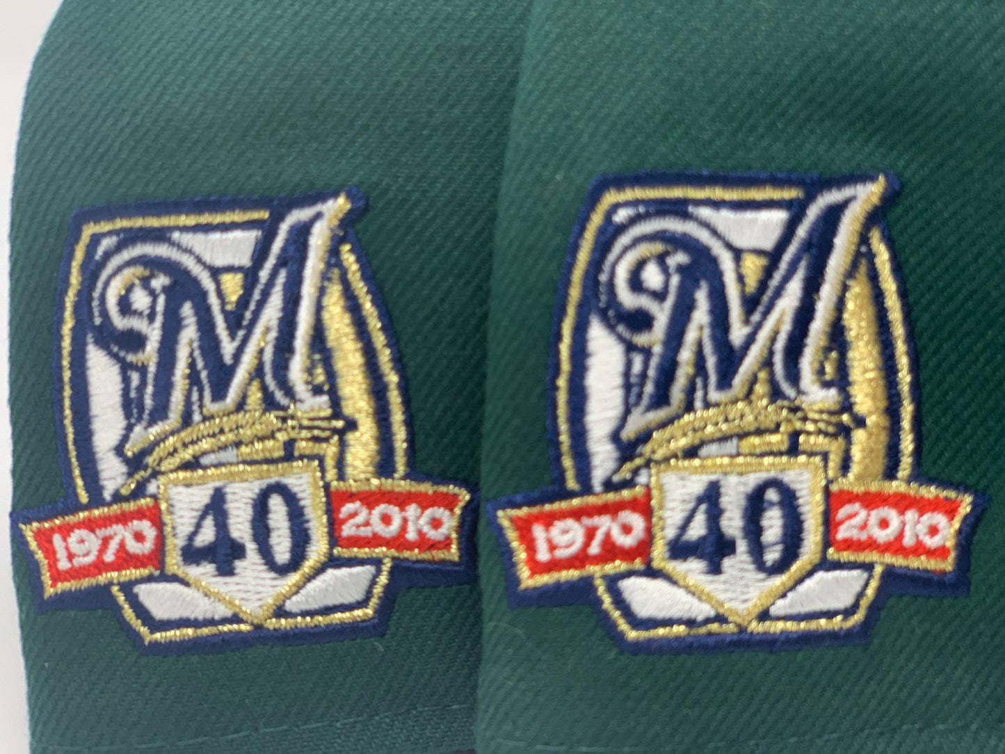 MILWAUKEE BREWERS 40TH SEASON DARK GREEN PINK BRIM NEW ERA FITTED HAT