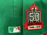 ANAHIEM ANGELS 50TH ANNIVERSARY "XMAS COLLECTION" GREEN RED VISOR GRAY BRIM NEW ERA FITTED HAT