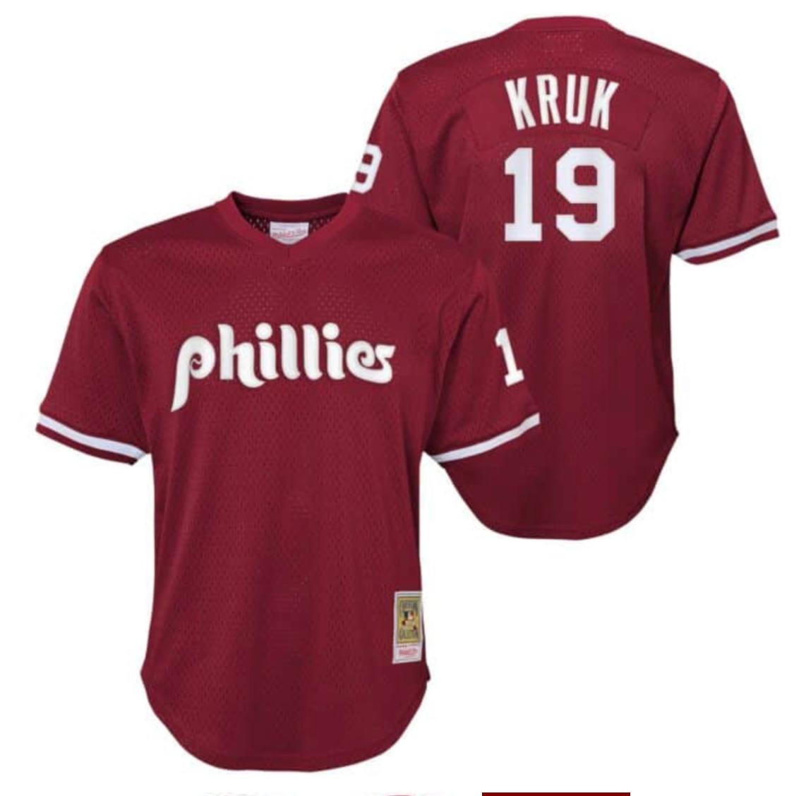 MITCHELL AND NESS 1991 JOHN KRUK PHILADELPHIA PHILLIES  AUTHENTIC BATTING PRACTICE JERSEY