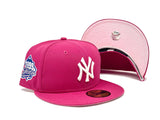 NEW YORK YANKEES 1999 WORLD SERIES "BUBBLE GUM" PINK BRIM NEW ERA FITTED HAT