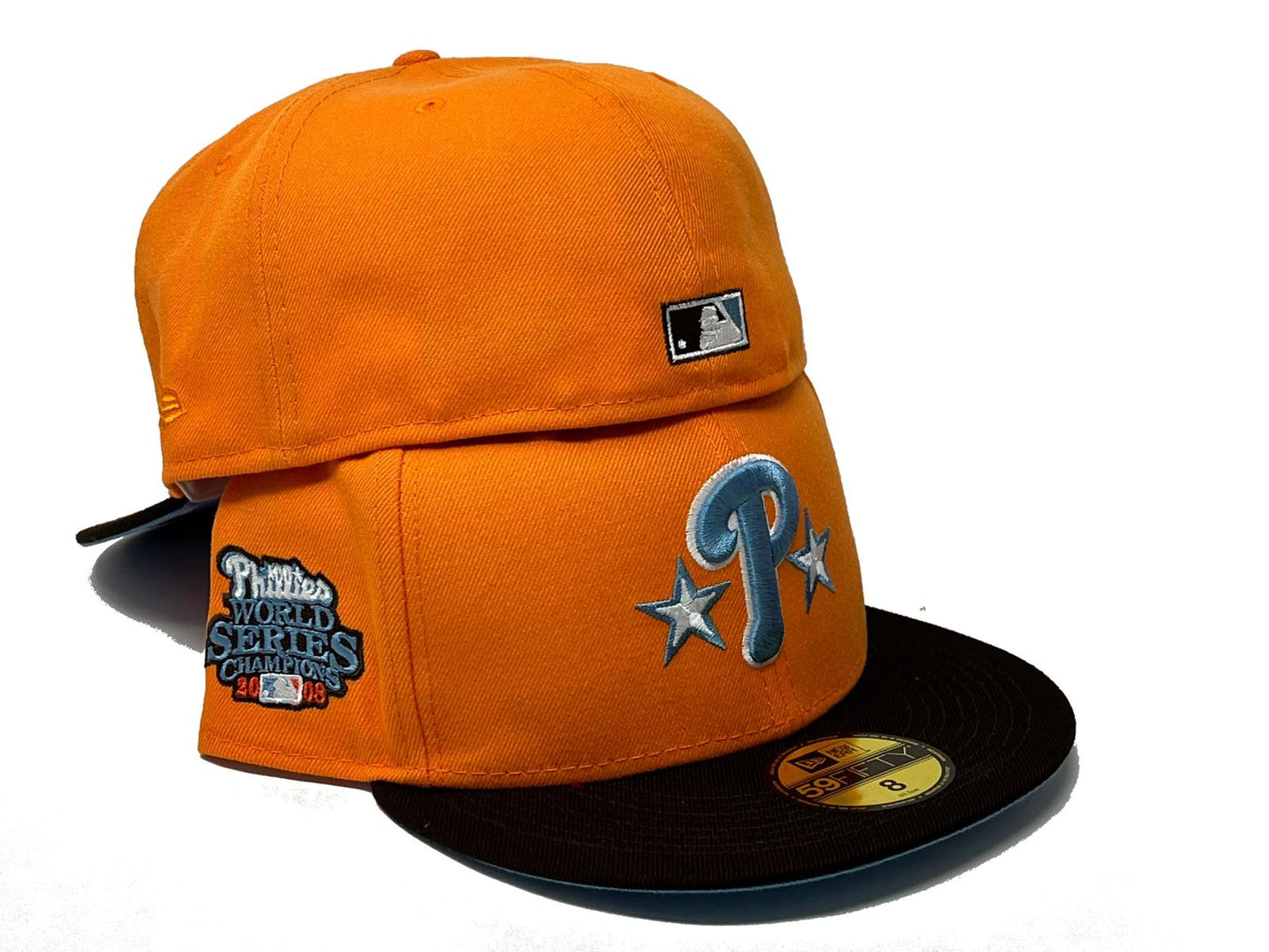 PHILADELPHIA PHILLIES 2008 WORLD SERIES "BUBBLE TEA PACK" ICY BRIM NEW ERA FITTED HAT