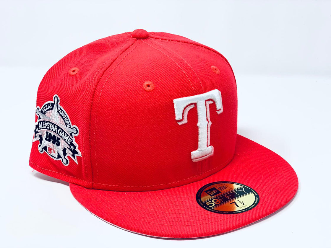 TEXAS RANGERS 1995 ALL STAR GAME  INFRARED PINK BRIM NEW ERA FITTED HAT
