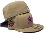 NEW YORK YANKEES 1998 WORLD SERIES TAN PURPLE BRIM NEW ERA FITTED HAT