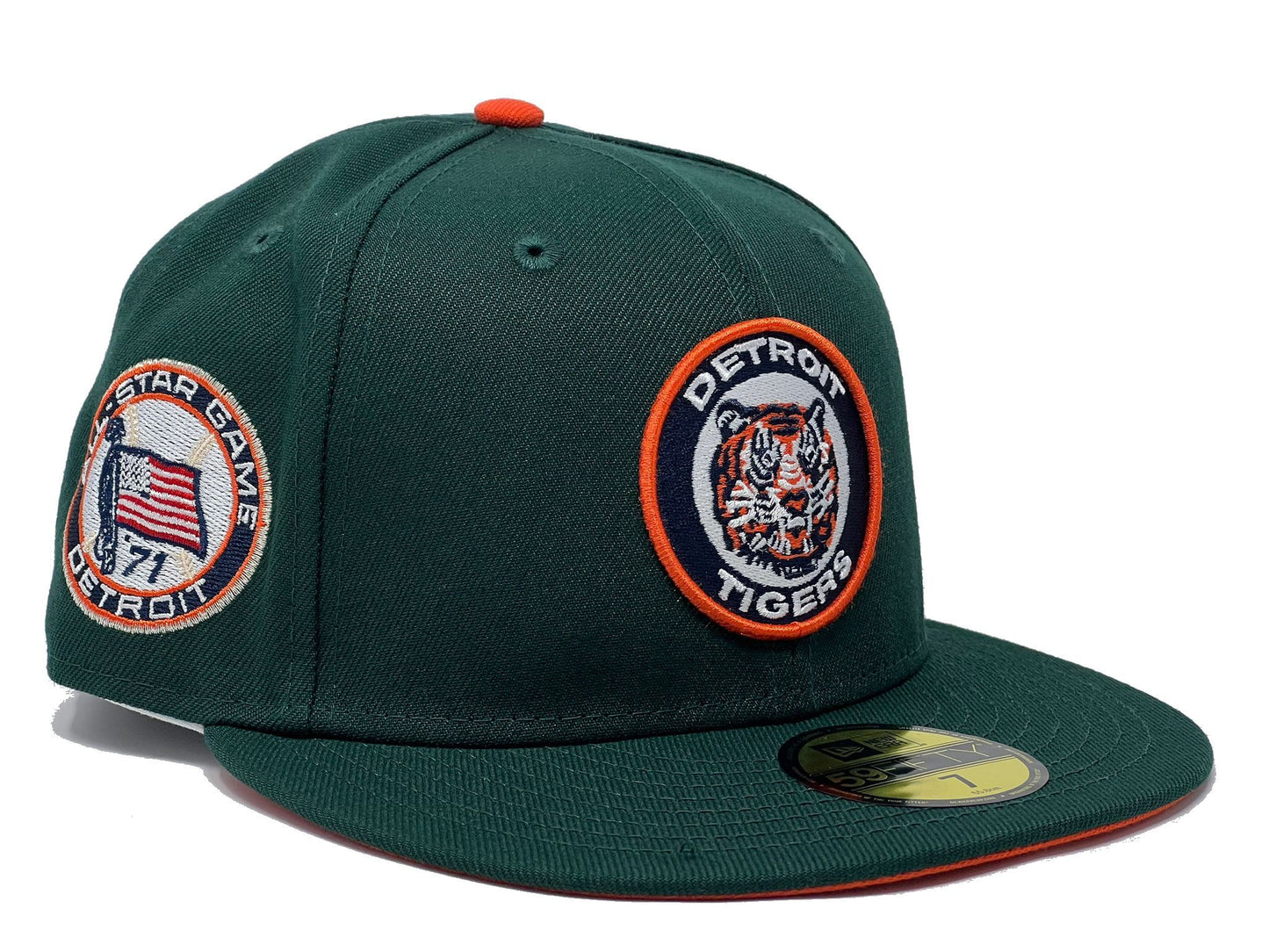 Detroit Tigers 1971 All Star Game Dark Green Orange Brim New Era Fitted Hat
