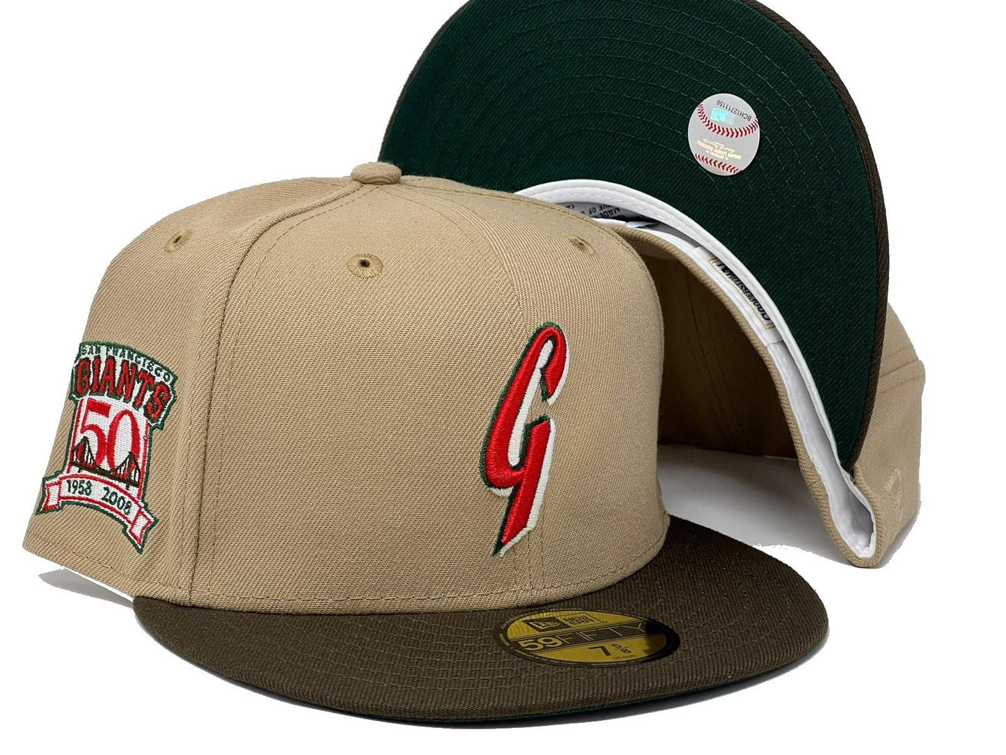 SAN FRANCISCO GIANTS 50TH ANNIVERSARY GREEN BRIM NEW ERA FITTED HAT