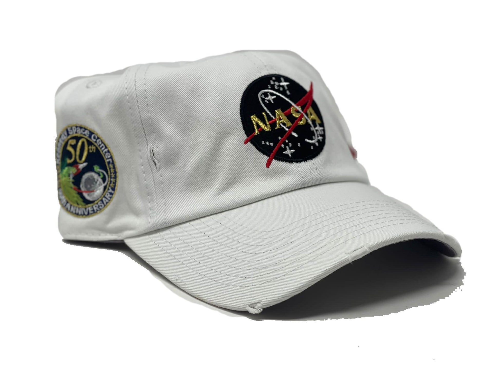 White Nasa Dad Hat 50th Anniversary Side Patch
