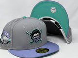 PITTSBURGH PIRATES 1887 ESTABLISHED GRAY LAVENDER VISOR SEA GLASS BRIM NEW ERA FITTED HAT