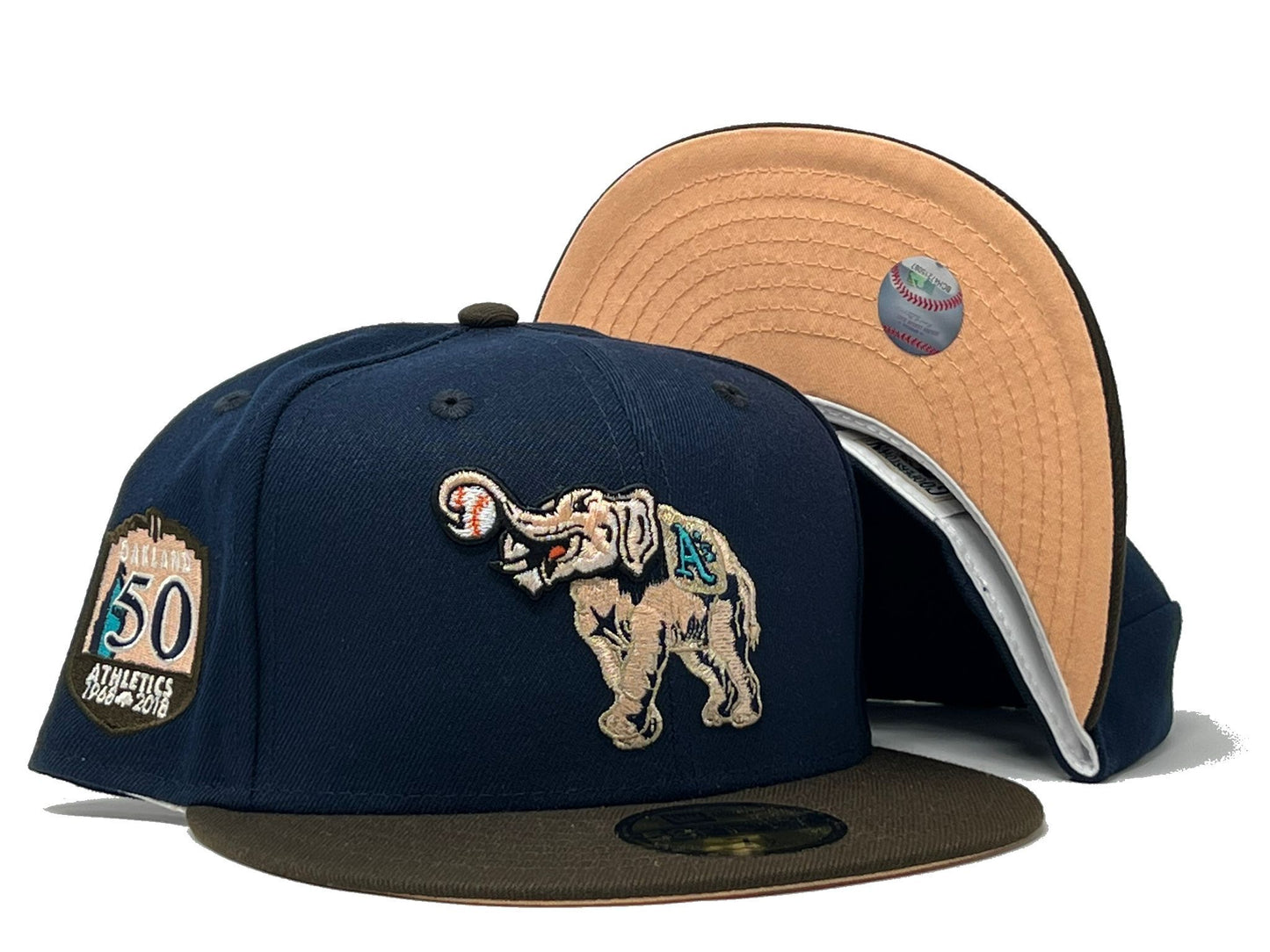 Oakland Athletics 50th Anniversary Peach Brim New Era Fitted Hat