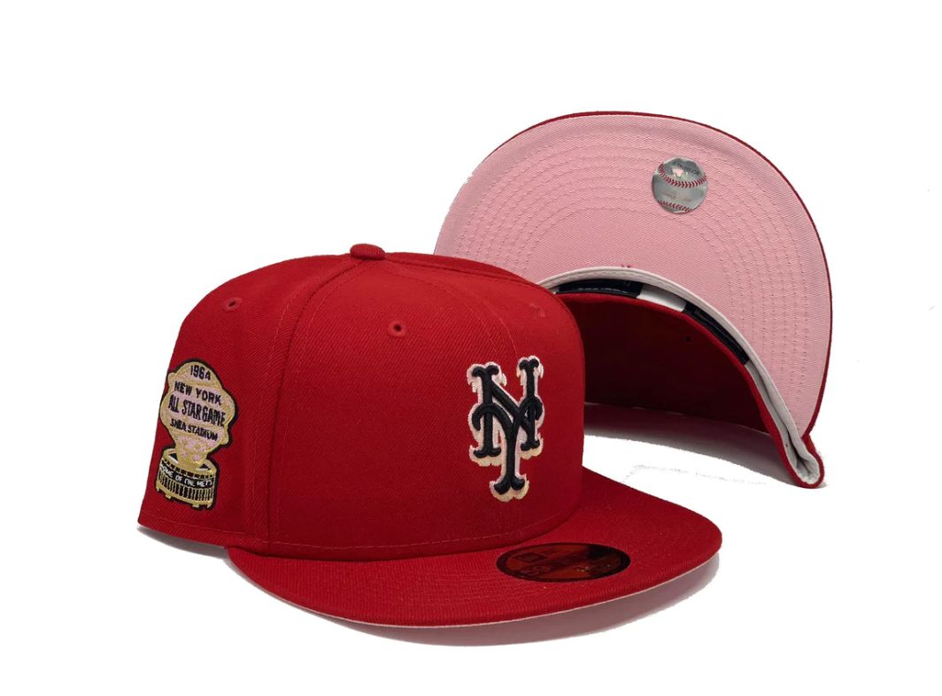 New York Mets 1964 All Star Game Red Pink Brim New Era Fitted Hat