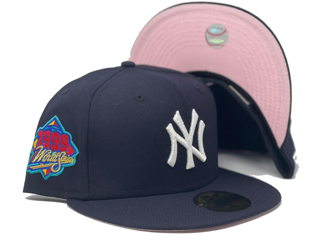 New York Yankees 1999 World Series Navy Pink Brim New Era Fitted Hat