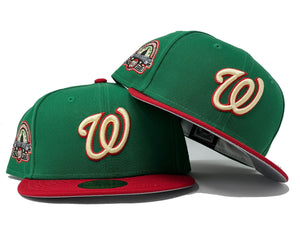 WASHINGTON  NATIONALS 25TH ANNIVERSARY "XMAS COLLECTION" GREEN RED VISOR GRAY BRIM NEW ERA FITTED HAT