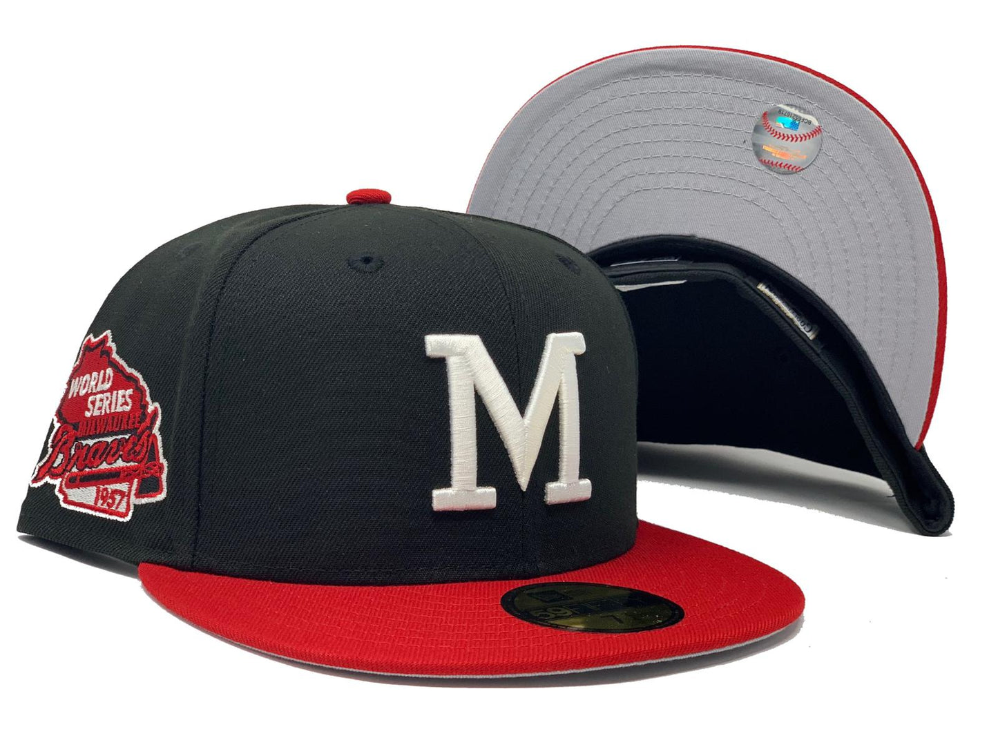 MILWAUKEE BRAVES 1957 WORLD SERIES GRAY BRIM NEW ERA FITTED HAT