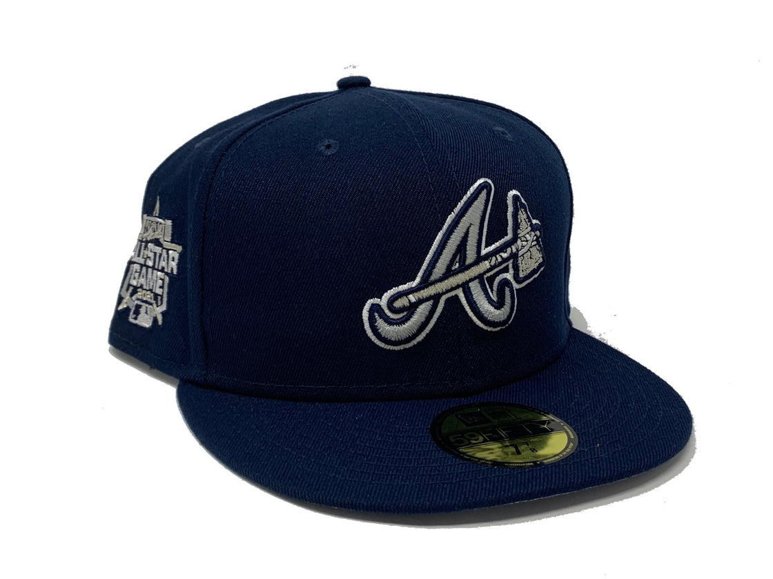 ATLANTA BRAVES 2021 ALL STAR GAME LIGHT NAVY GRAY BRIM NEW ERA FITTED  HAT