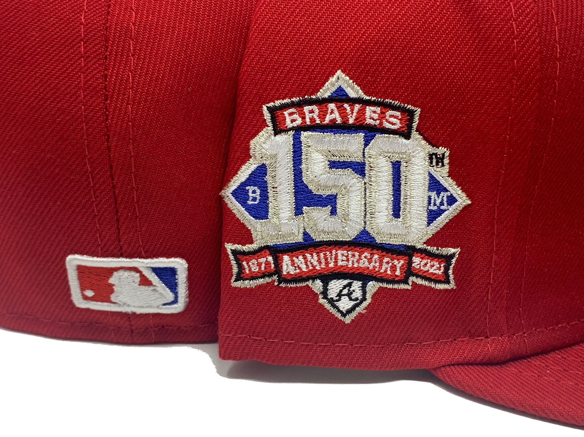 Atlanta Baseball Hat Chrome Scarlet 150th Anniversary New Era 59FIFTY Fitted Chrome | Scarlet / Radiant Red | Snow White | Royal / 7