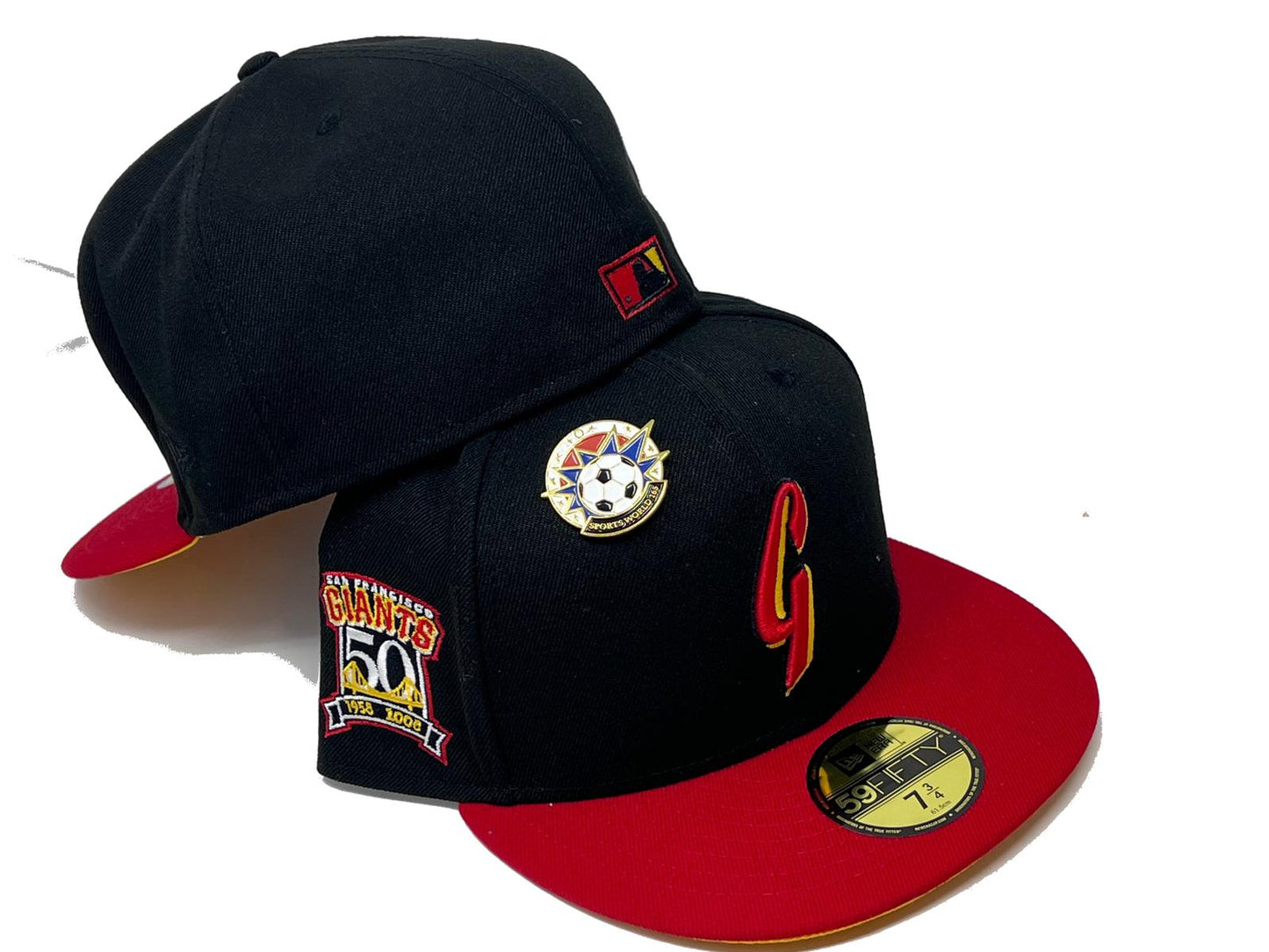 SAN FRANCISCO GIANTS 50TH ANNIVERSARY "WORLD CUP SOCCER PACK" YELLOW BRIM NEW ERA FITTED HAT