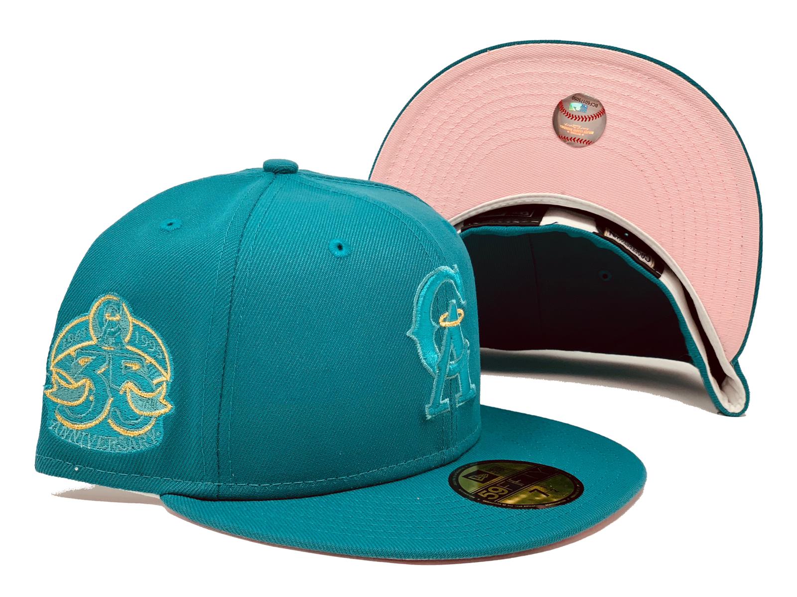 California Angels, Los Angeles Angels New Era 35th Anniversary Teal  Undervisor 59FIFTY Fitted Hat - Scarlet