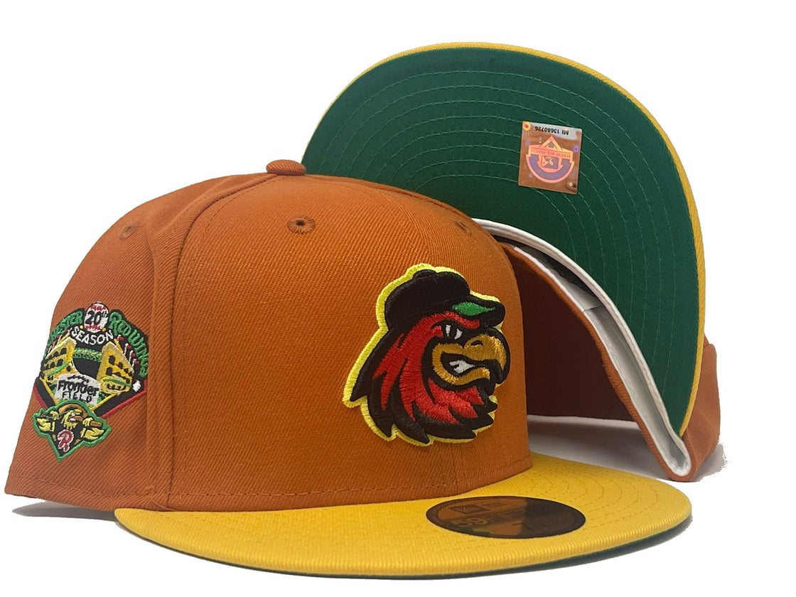 Rochester red wings 20th anniversary minor league green brim new era fitted hat