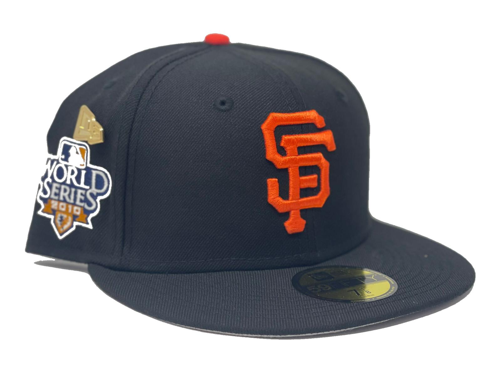 New Era Mens MLB San Francisco Giants Side Patch World Series 2010 59Fifty  Fitted Hat 60188233 Black, Grey Undervisor