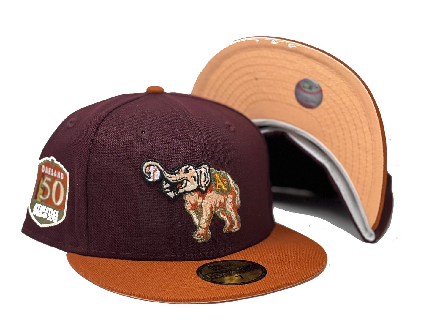 Oakland Athletics 50th Anniversary Soft Yellow Brim New Era Fitted Hat