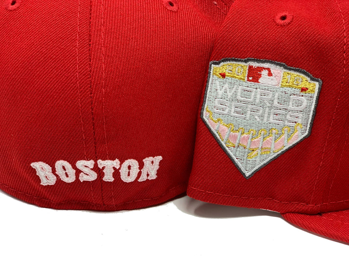 Red Boston Red Sox 2018 World Series LIGATURE LOGO Fitted Hat