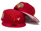 NEW YORK YANKEES 2000 WORLD SERIES RED PINK BRIM NEW ERA FITTED HAT