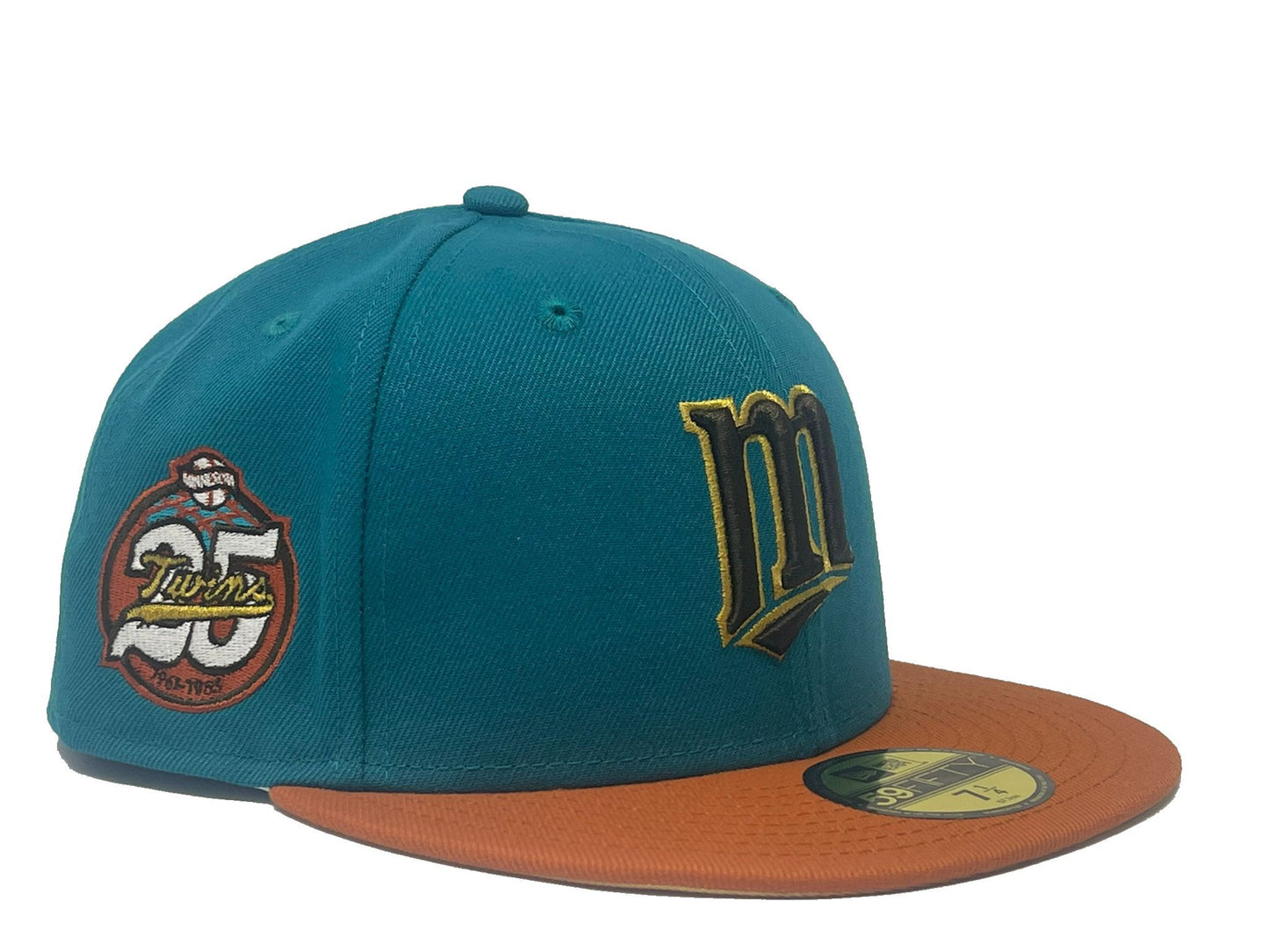 Minnesota Twins 25th Anniversary Metallic Gold Brim New Era Fitted Hat