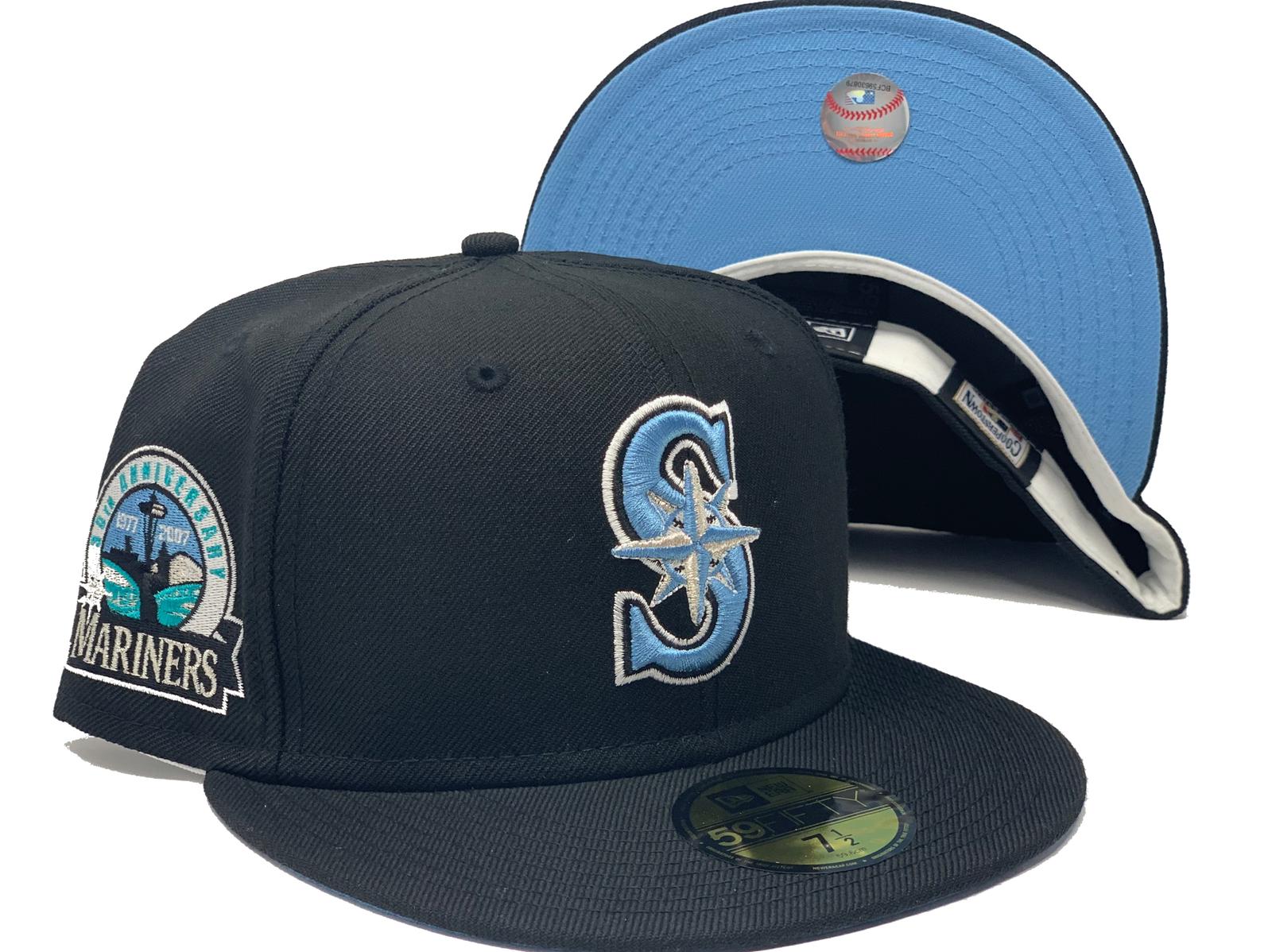SEATTLE MARINERS 30TH ANNIVERSARY BLACK ICY BRIM NEW ERA FITTED