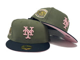 NEW YORK METS 1969 WORLD SERIES OLIVE CAP BLACK VISOR PINK BRIM NEW ERA FITTED HAT
