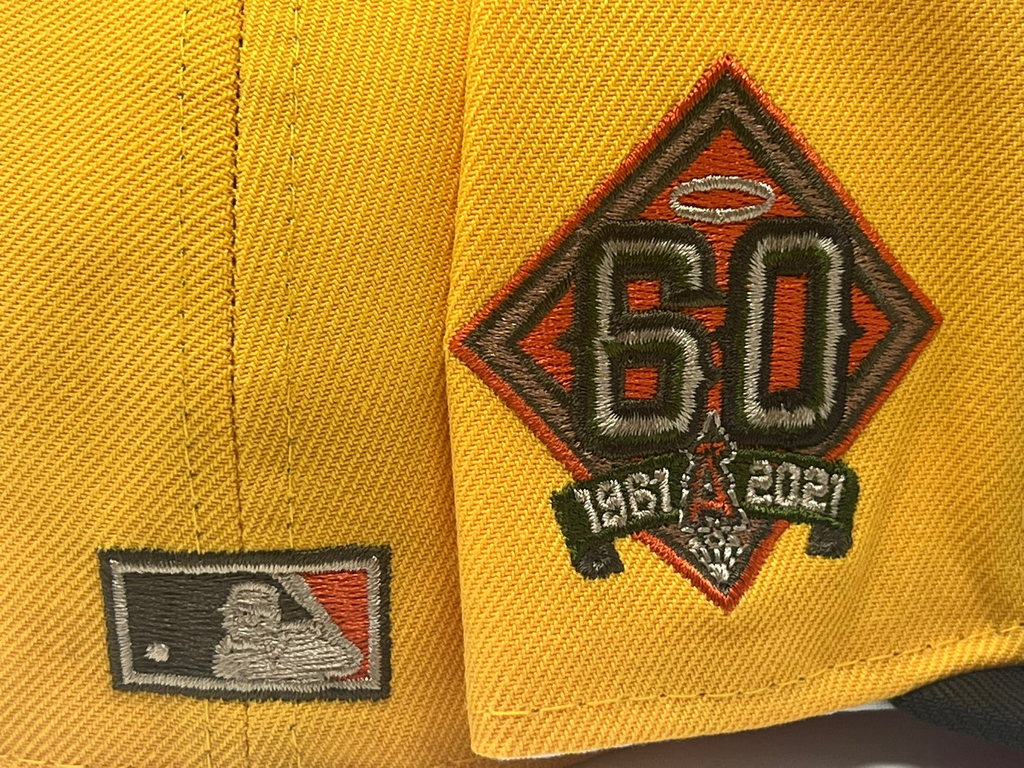 Los Angeles Angels 60th Anniversary Taxi Yellow Brown Visor Orange Brim New Era Fitted Hat