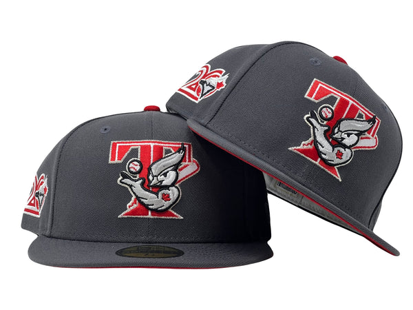 Men's Toronto Blue Jays New Era Gray/Black 20th Anniversary Red Undervisor  59FIFTY Fitted - Hat